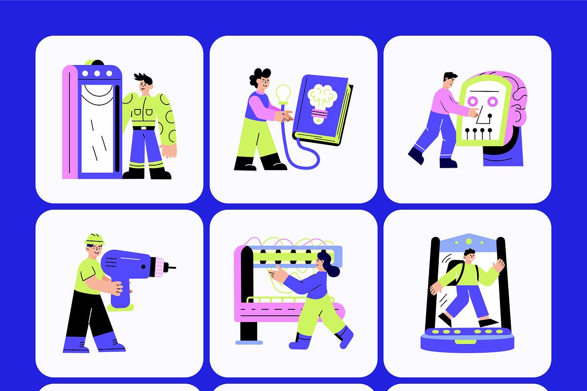 Machine Illustration Art Set, a Technology Illustration by Brickclay (Photo 7 of 9)