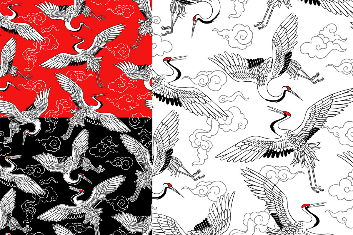 Japanese Cranes. Asian collection., a Pattern Graphic by Anastasia (Photo 3 of 11)