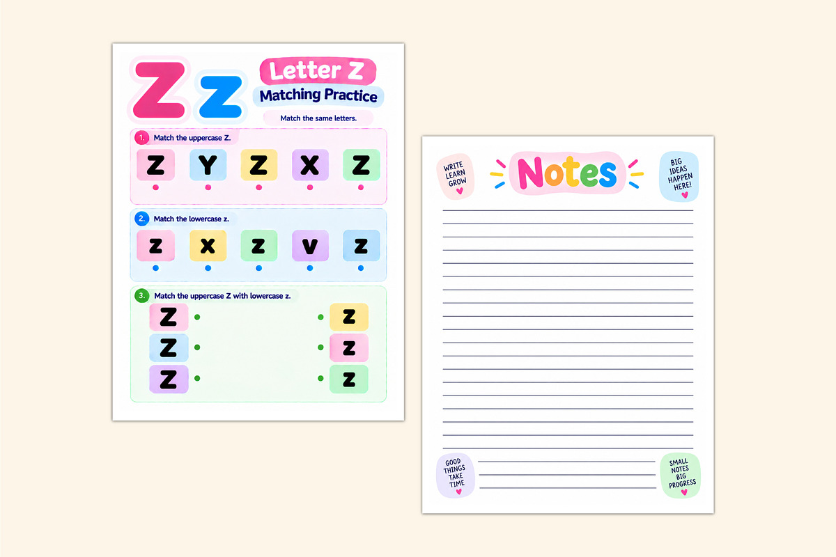 Alphabet Matching Worksheets, a Stationery Template by Shumaya (Photo 4 of 4)