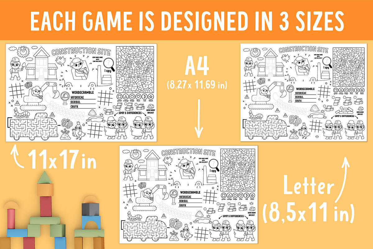 Construction site activity play mats, an Education Illustration by Lexi Claus (Photo 5 of 6)