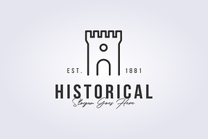 historic castle logo minimal castle, a Branding & Logo Template by Lodzrov