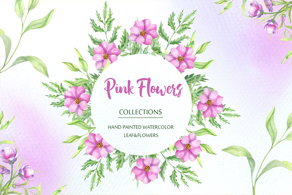 Watercolor Pink Flowers, an Illustration by Olesya Agudova (Photo 1 of 8)