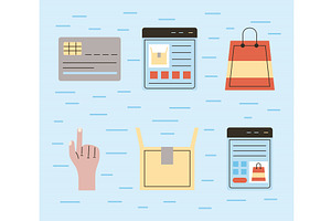 order online six icons, an Object Illustration by studiogstock