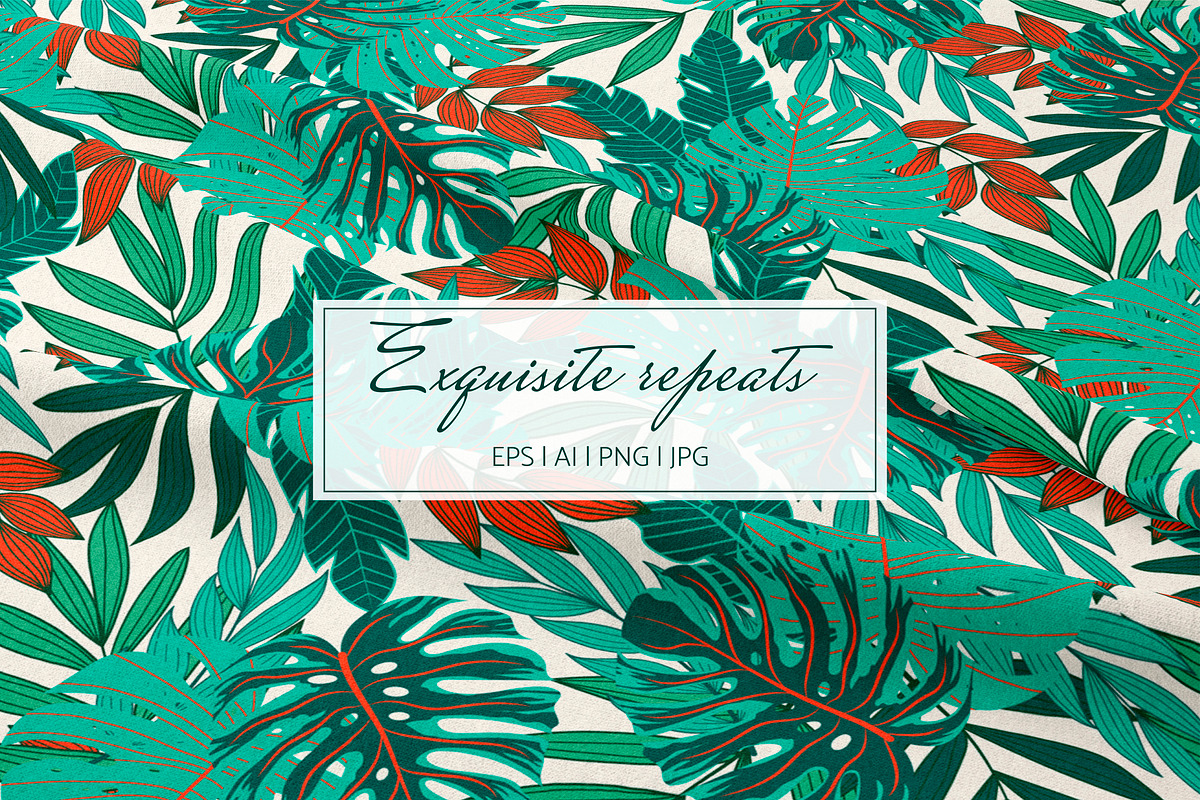 Tropical seamless patterns & leaves, a Pattern Graphic by EltaMaxArt (Photo 4 of 12)