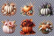 Watercolor Autumn Flower Pumpkin Des, an Illustration by SVGArt (Thumbnail 6 of 8)
