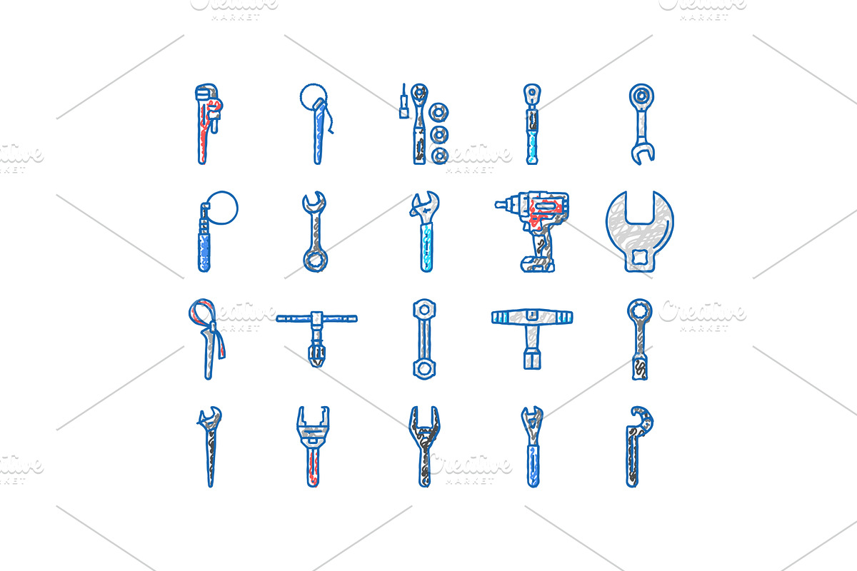 wrench tool spanner repair icons, an Object Illustration by pikepicture
