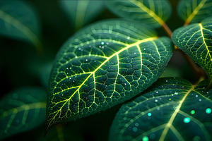 Organic Leaves Fused With Glowing Ci, a Photo by LOGOCREATIVE
