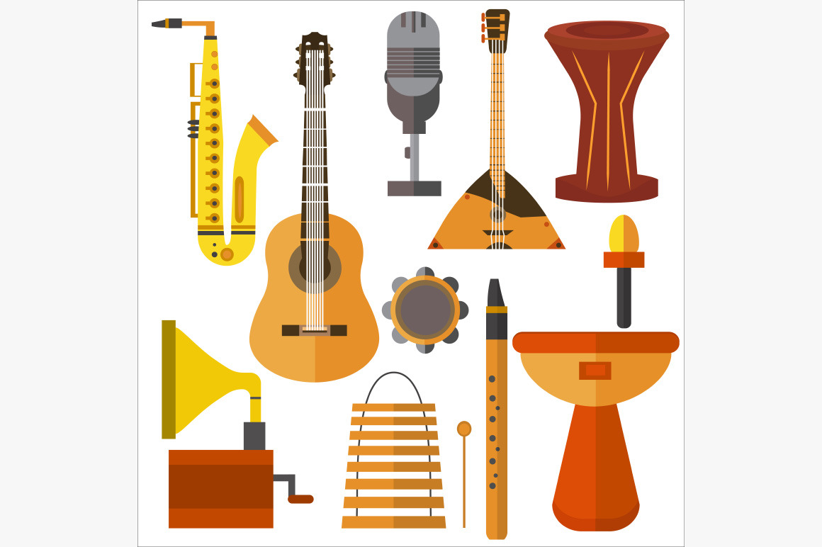 Set Musical Instruments Guitar by Artyustudio  Creative Market