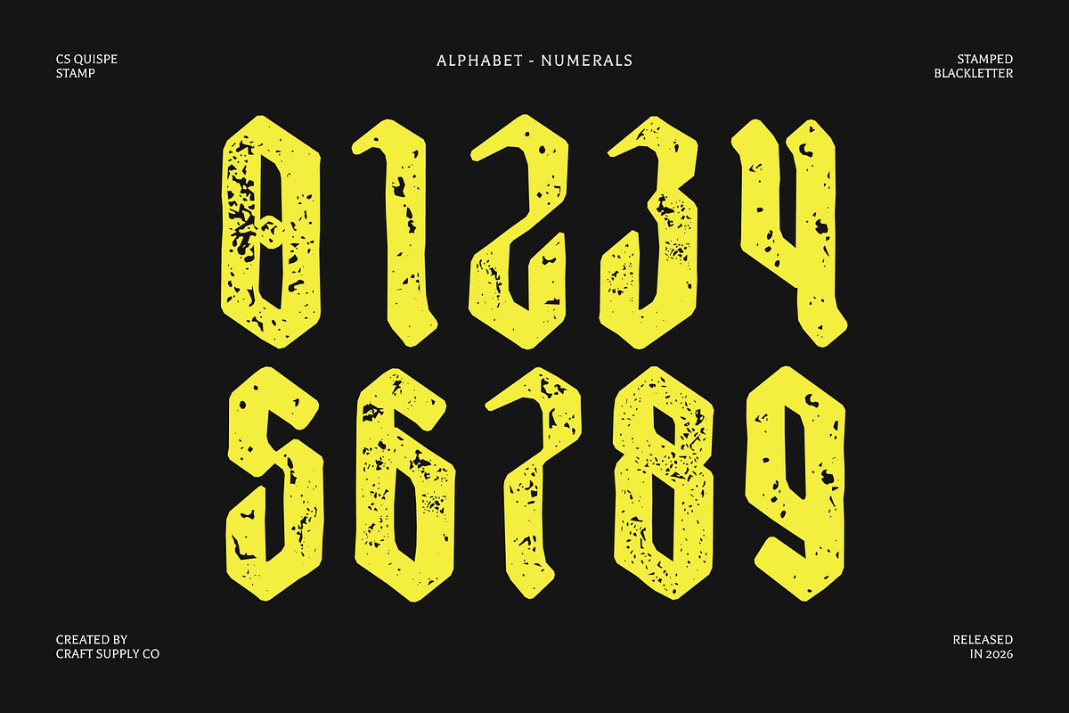 CS Quispe Stamp, a Blackletter Font by Craft Supply Co. (Photo 6 of 8)