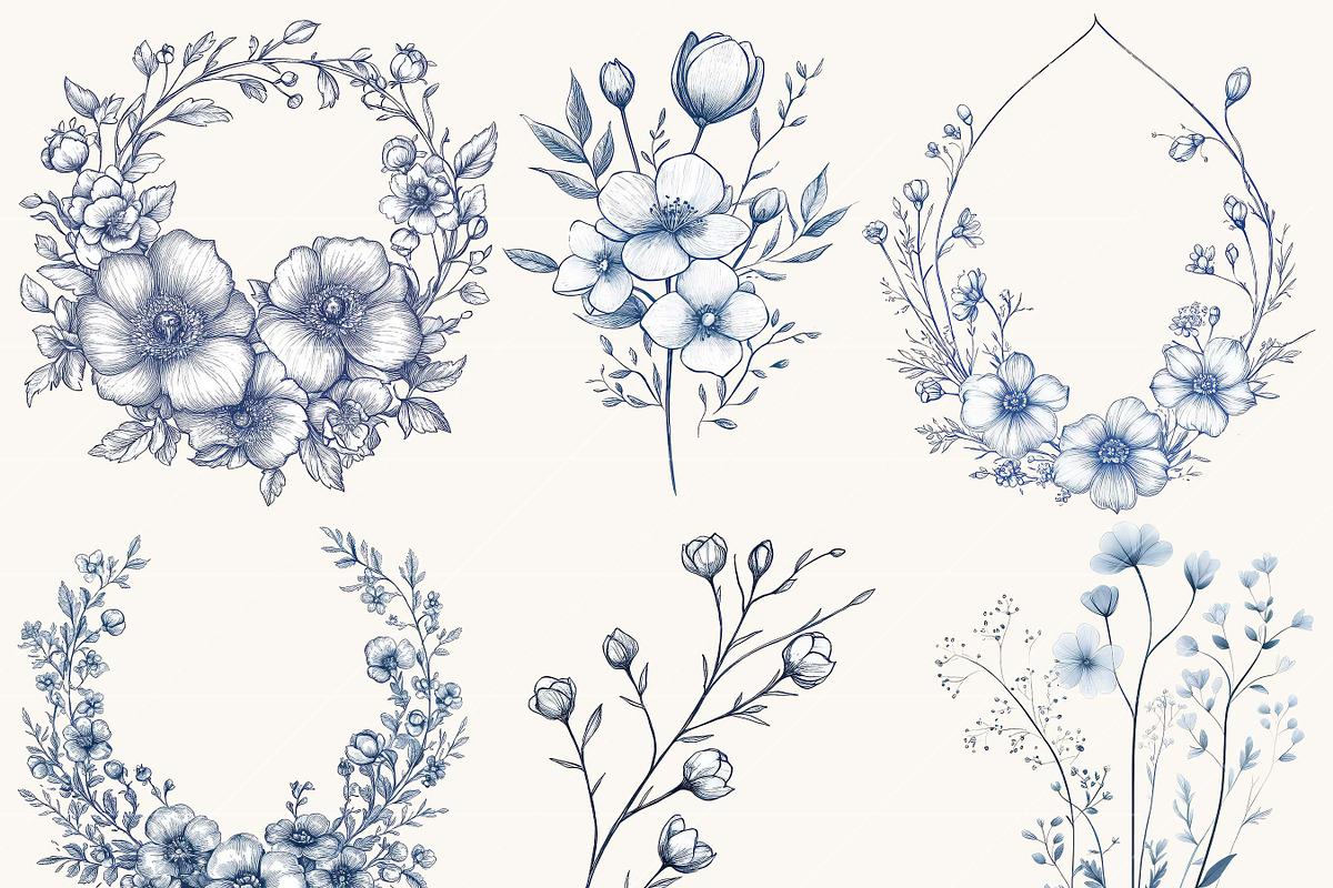 Botanical Frames Watercolor Clipart, a Decorative Illustration by SparkyDesignsUS (Photo 6 of 9)