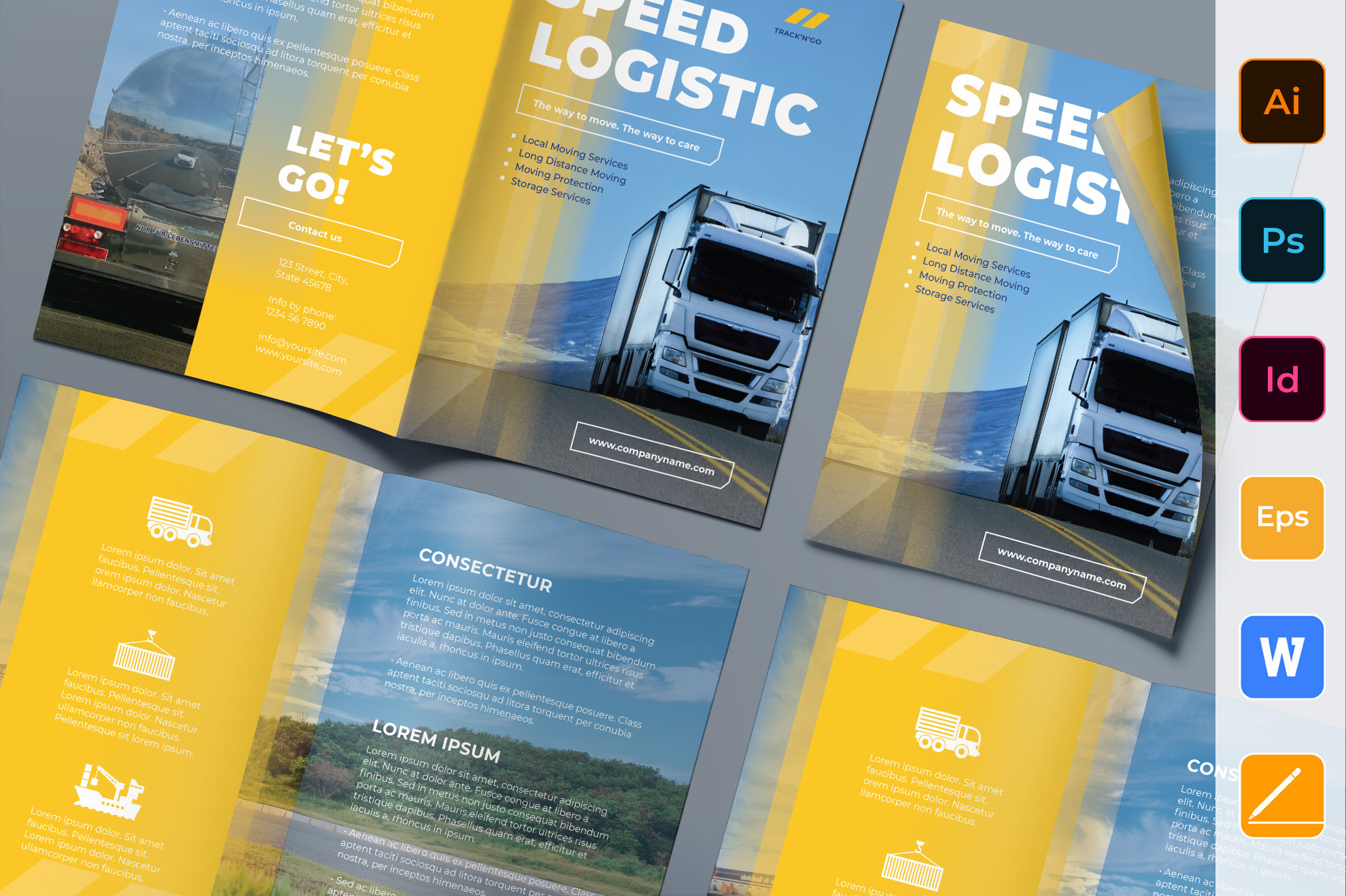 Trucking Logistics Brochure Bifold, a Brochure Template by TemplatesNow!