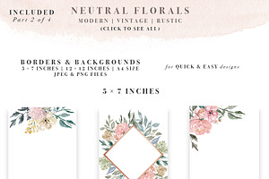 Neutral Watercolor Flower Graphics