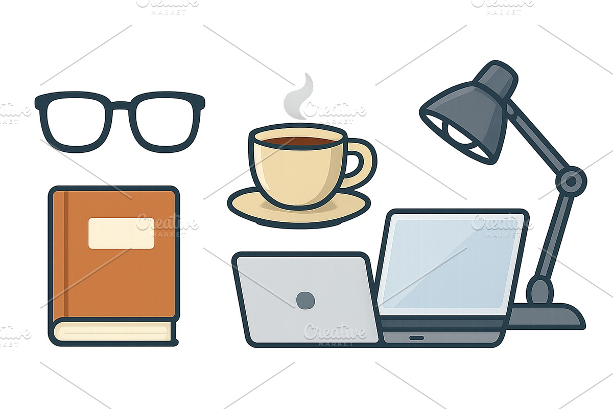 Cozy workspace setup with coffee, an Education Illustration by ZinetroN