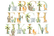 Watercolor safari clipart. Alphabet., an Animal Illustration by TaPilipa (Thumbnail 6 of 13)