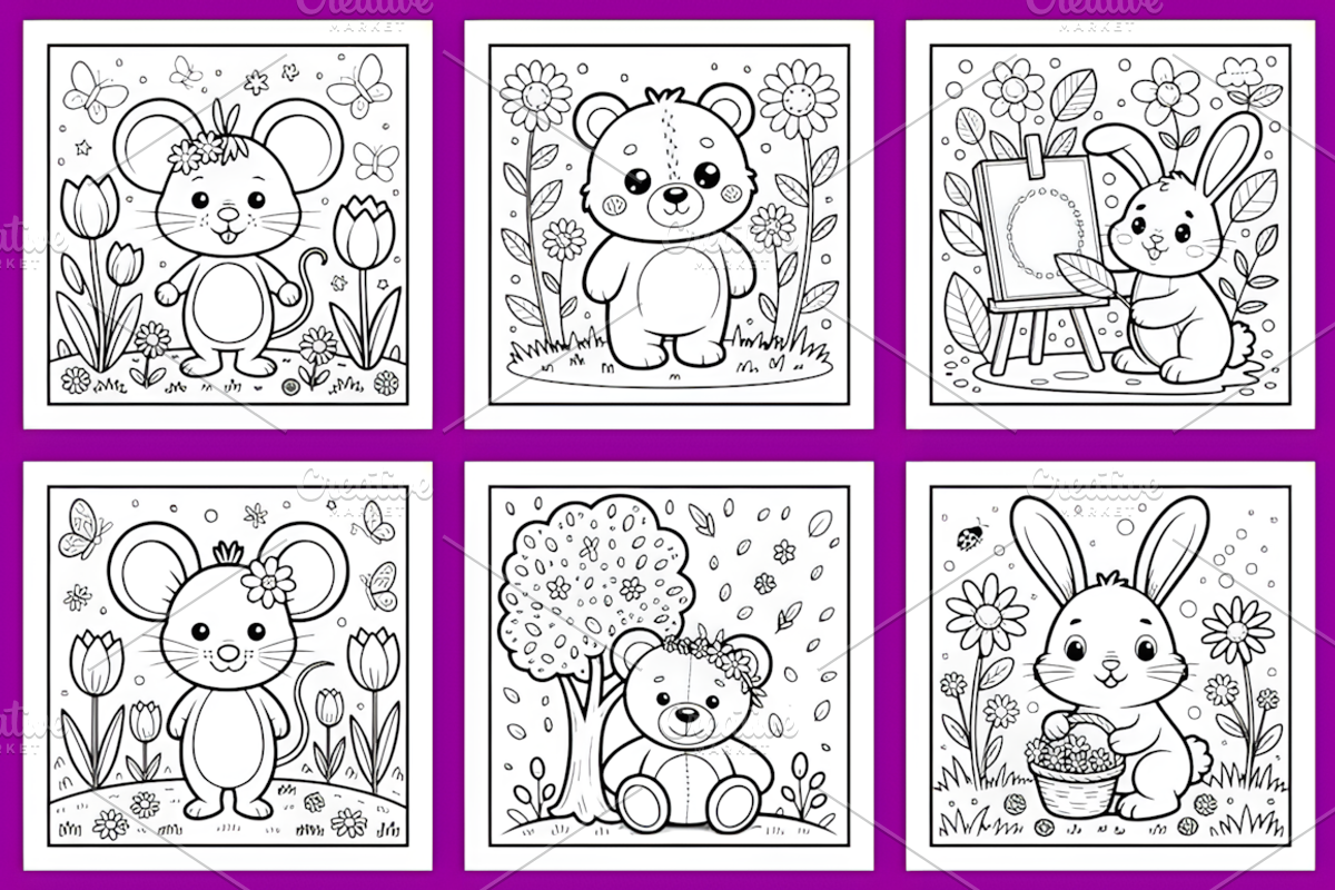 Floral Doodle Spring Coloring Pages, a Decorative Illustration by Coco Bloom (Photo 3 of 5)