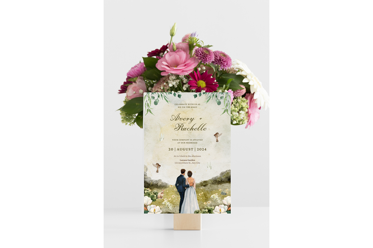 Green Watercolor Wedding Invitation, an Invitation Template by TheSimplySereneShop (Photo 5 of 11)