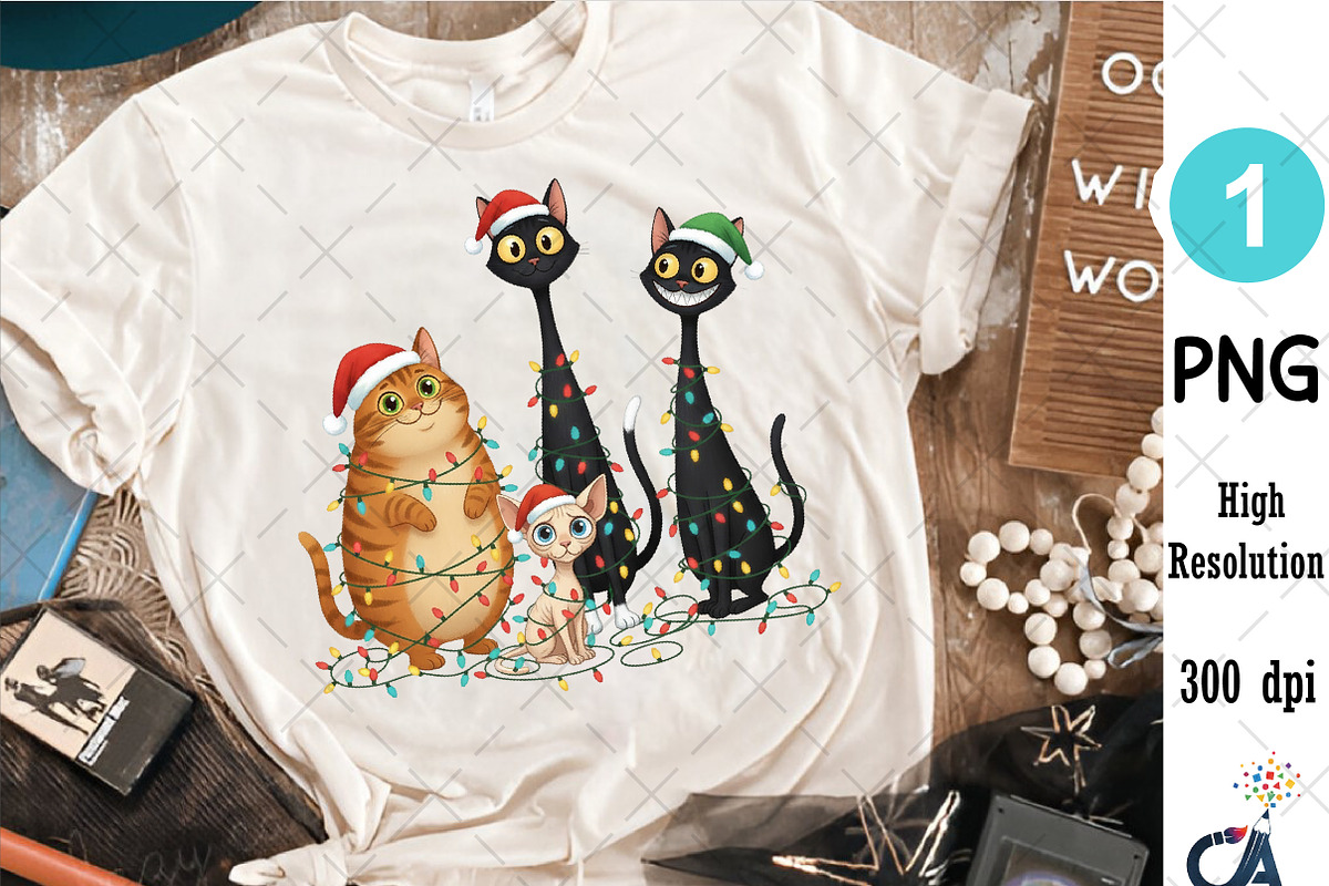 Funny Christmas Cats Sublimation Png, an Illustration by Creative Art (Photo 2 of 6)