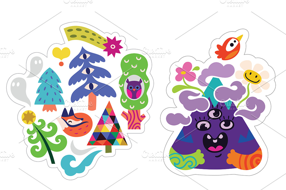 Tiny Weird Worlds Sticker Collection, an Object Illustration by PenguinHouse (Photo 3 of 18)