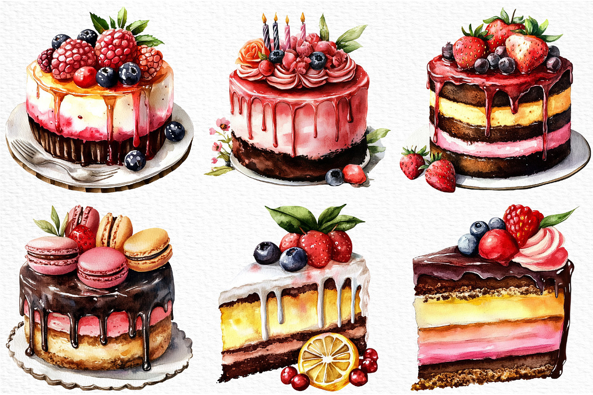 Watercolor Bakery Clipart, an Illustration by Craft Nest (Photo 3 of 8)
