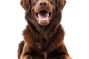 Happy Chocolate Lab Dog Portrait Stu, an Animal Photo by Pixeness Studio