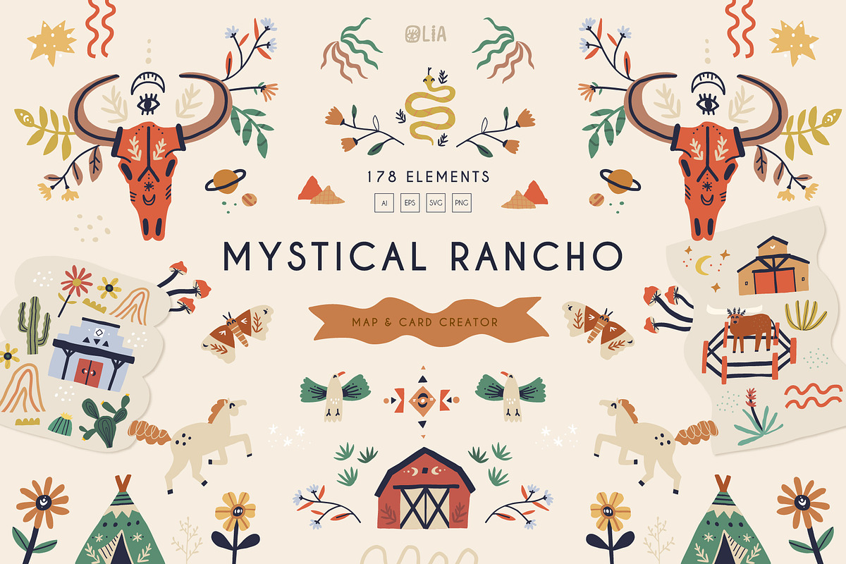 Rancho Elements + clipart, an Animal Illustration by Olia (Photo 1 of 12)