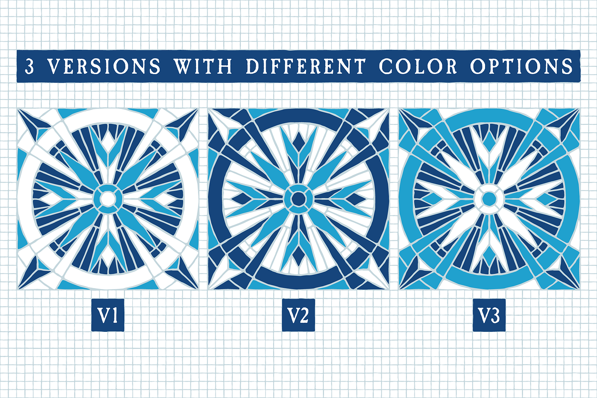 30x3 VINTAGE MOSAIC PATTERNS (BLUE), a Pattern Graphic by 2DFUNS (Photo 2 of 7)