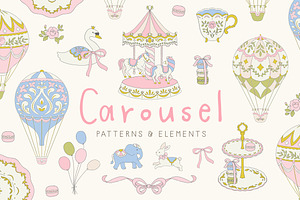 Carousel & Balloon Patterns, Clipart