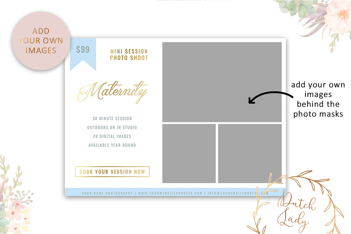 PSD Photo Session Card Template #14, a Card Template by The Dutch Lady ...