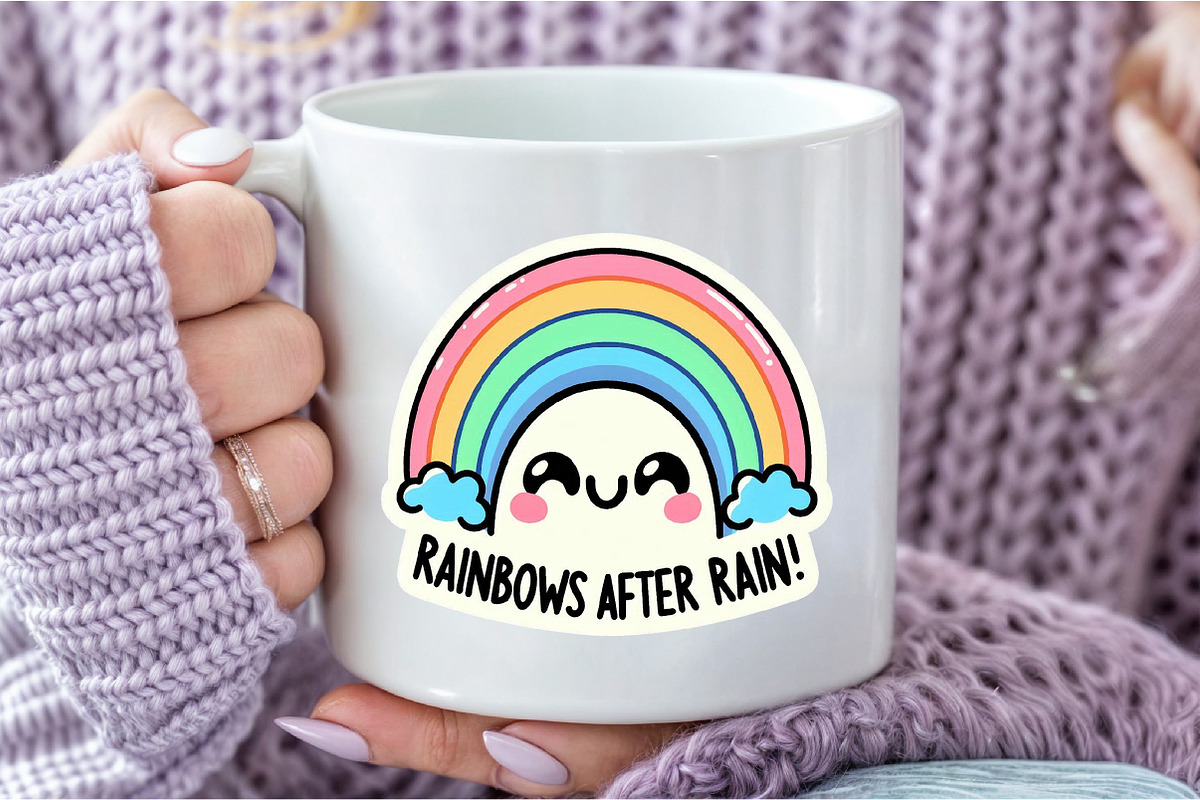 Funny,Rainbows After Rain Sticker PN, an Illustration by DreamCafeArt (Photo 4 of 7)