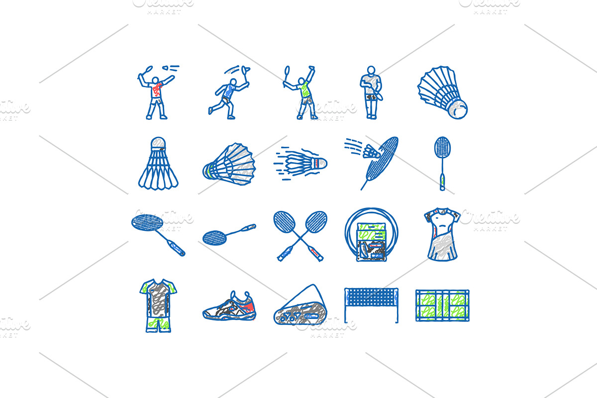 badminton shuttlecock sport icons, an Object Illustration by pikepicture