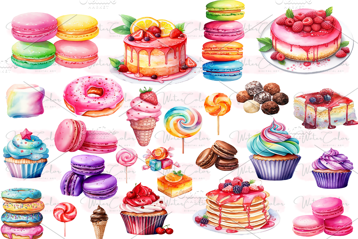 The Cute Sweets Collection Clipart, a Food Illustration by Watercolor Digital (Photo 9 of 18)