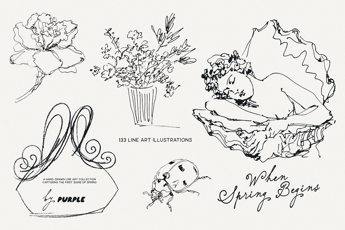 When Spring Begins: Line Art