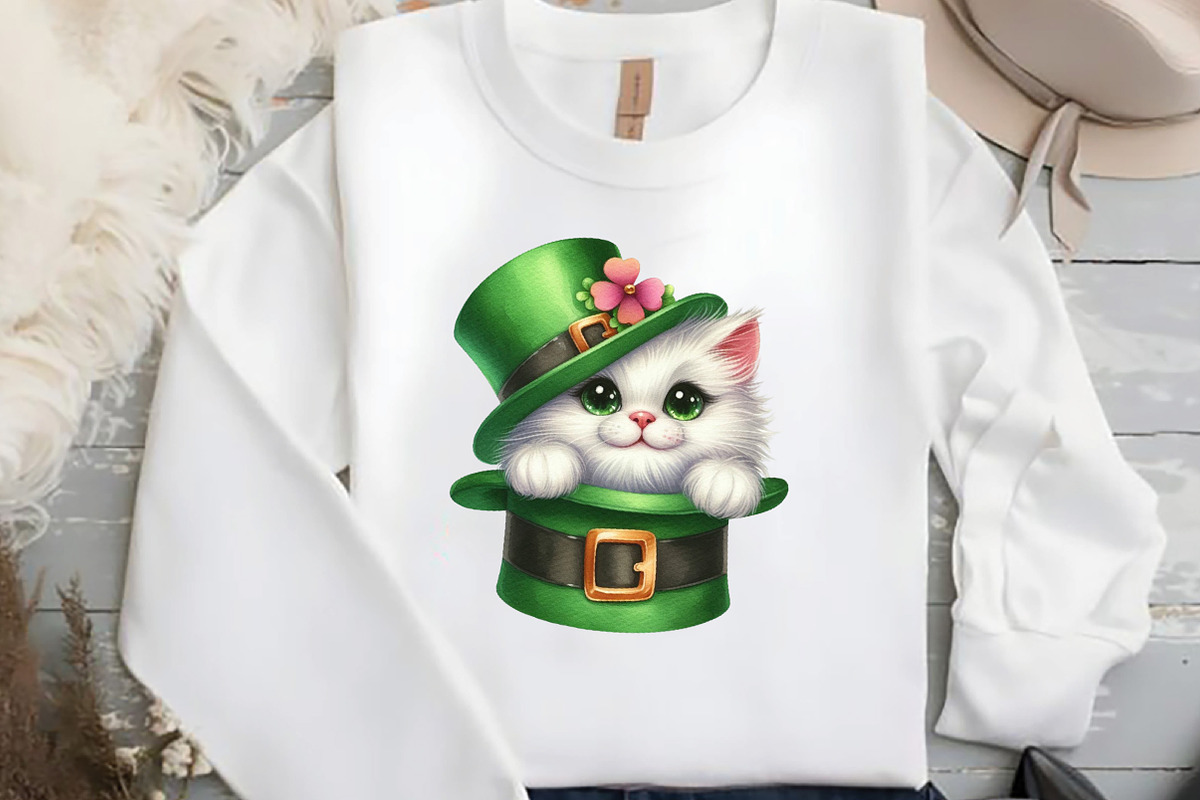 St Patrick's Day Cat Peeking out Hat, an Illustration by DreamCafeArt (Photo 4 of 4)