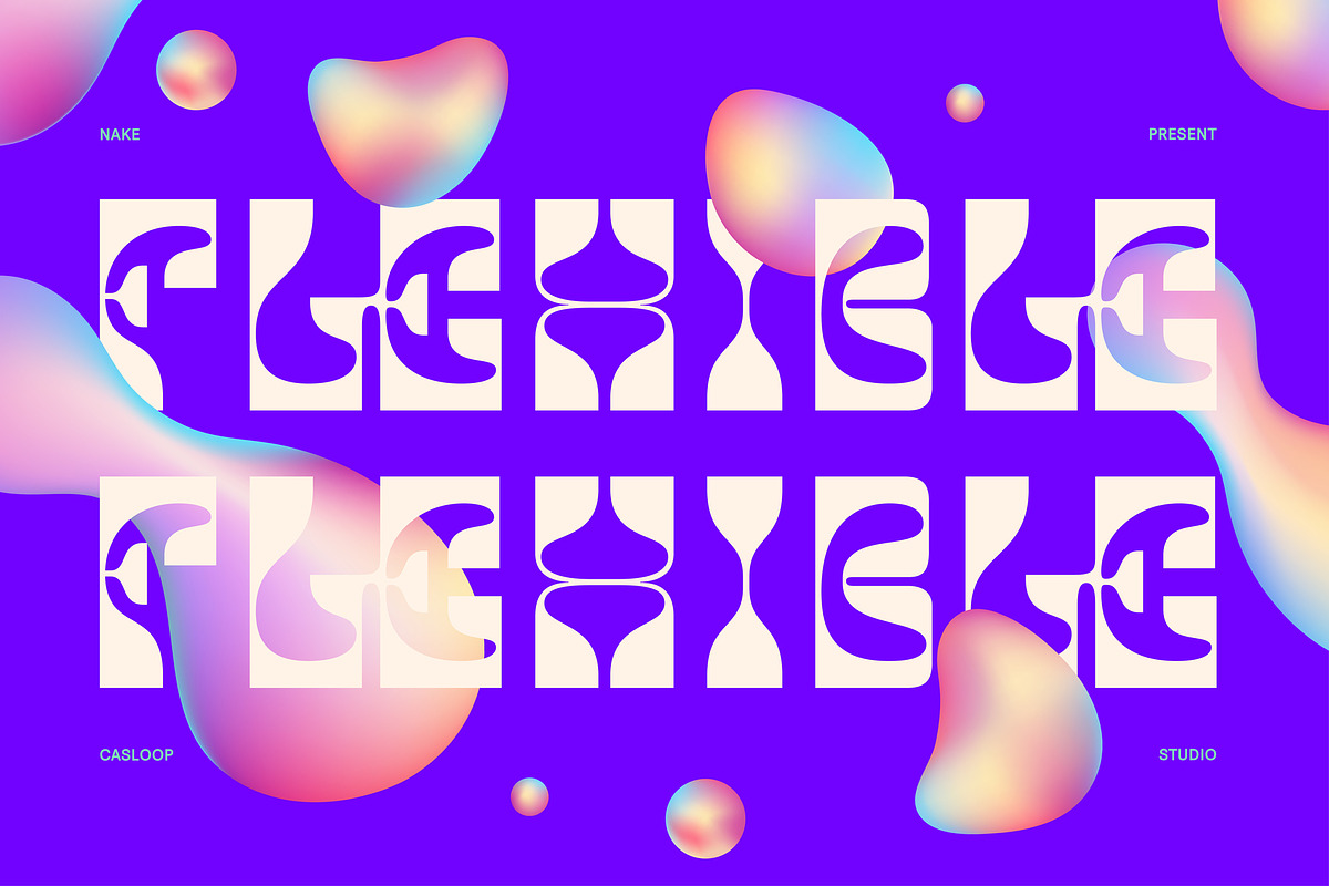 Nake - Funky Quirky Fluid Typeface, a Sans Serif Font by Casloop Studio (Photo 2 of 10)
