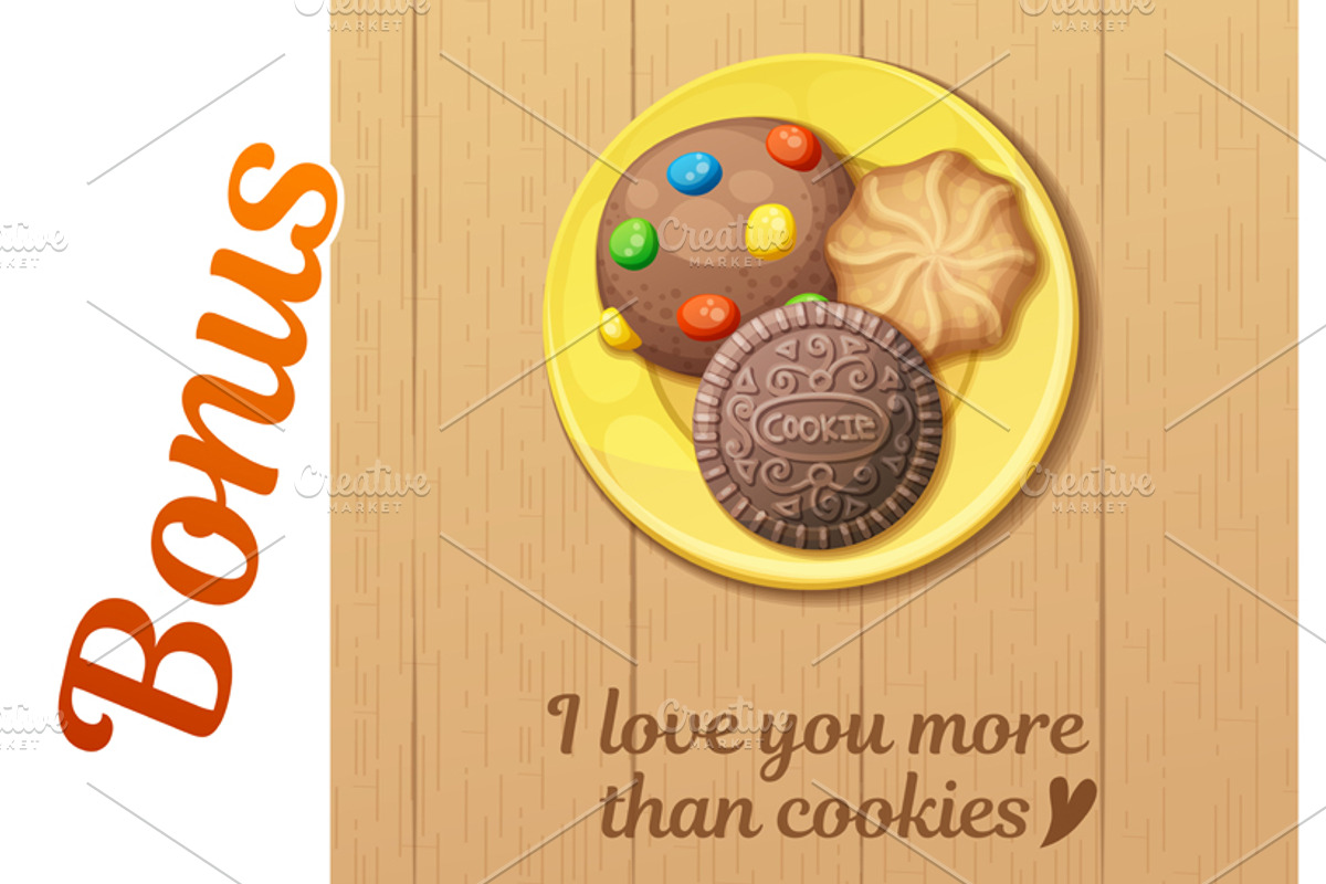 Cookies 2: Cartoon vector food icons, a Food Illustration by Ann-zabella (Photo 2 of 2)