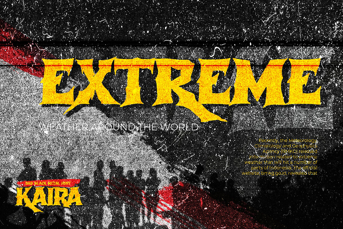 KAIRA - Bad Black Metal Font, a Font by Gassstype (Photo 2 of 8)