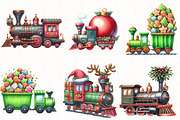 Christmas Vintage Train Clipart, an Illustration by OK Design (Thumbnail 3 of 5)