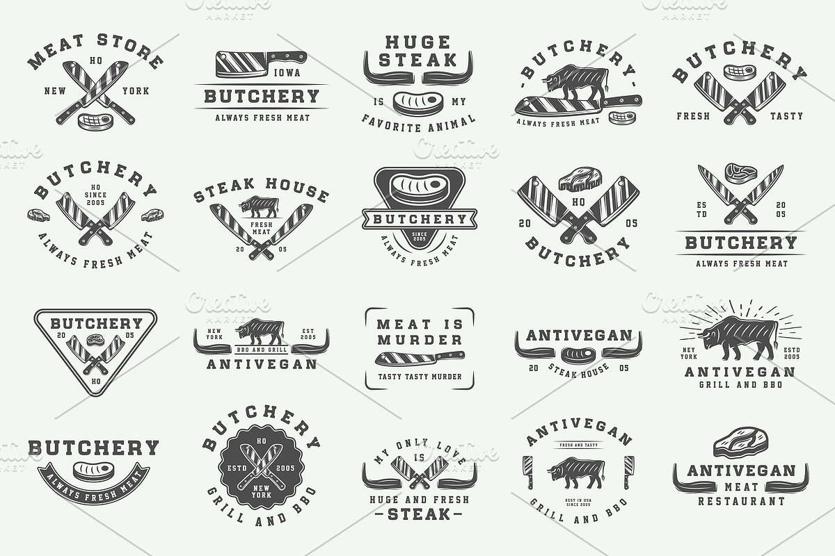 Vintage butchery emblems, a Branding & Logo Template by AkimD (Photo 4 of 15)