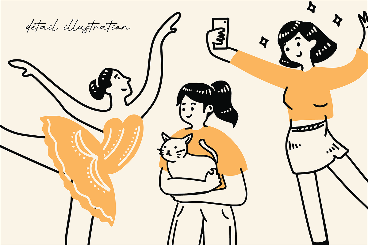 Girls Activity Flat Illustration, a Person Illustration by Berdansabersama (Photo 3 of 6)