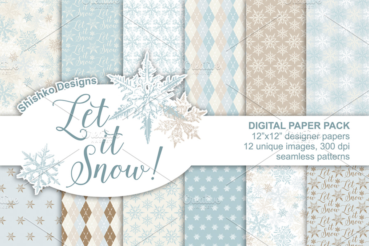 Winter Digital Paper Pack, a Pattern Graphic by Galina Ivanova (Photo 1 of 4)