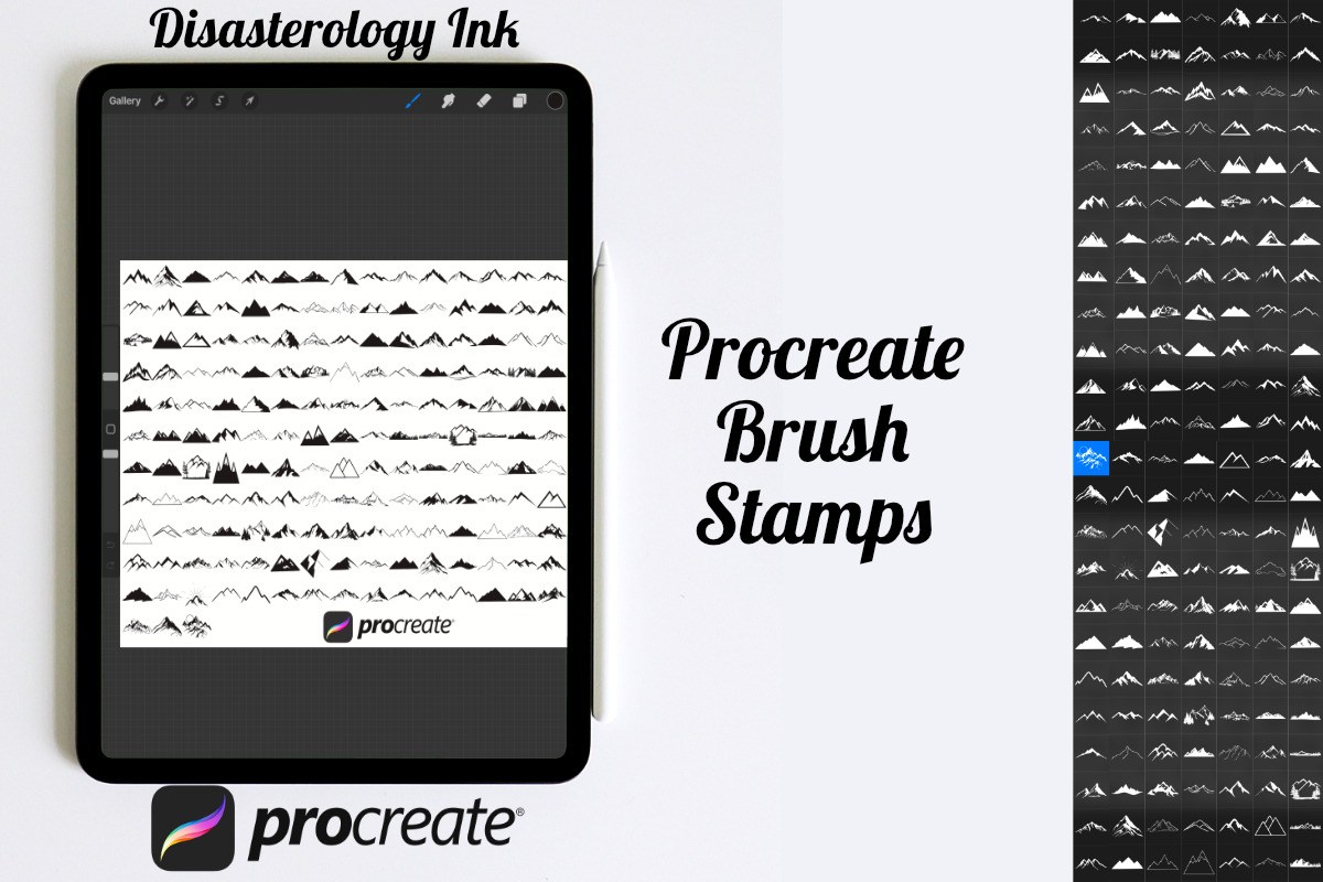 Mountain Range Set 3 Procreate Brush, a Brush Add-On by Disasterology Ink (Photo 3 of 10)