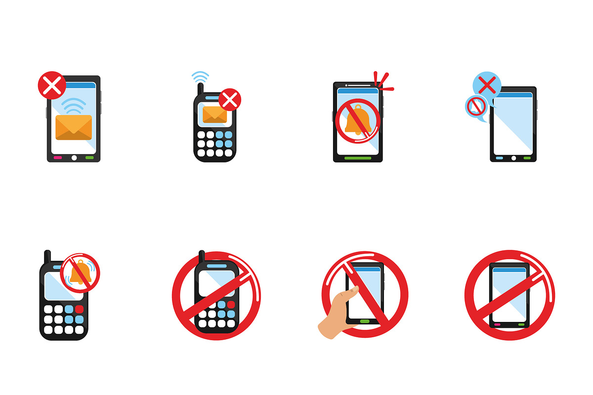 Dont Use Smartphone Illustration Set
