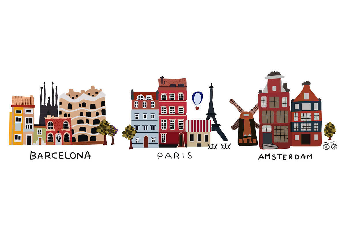 Vintage city buildings, an Object Illustration by Luamor (Photo 2 of 8)