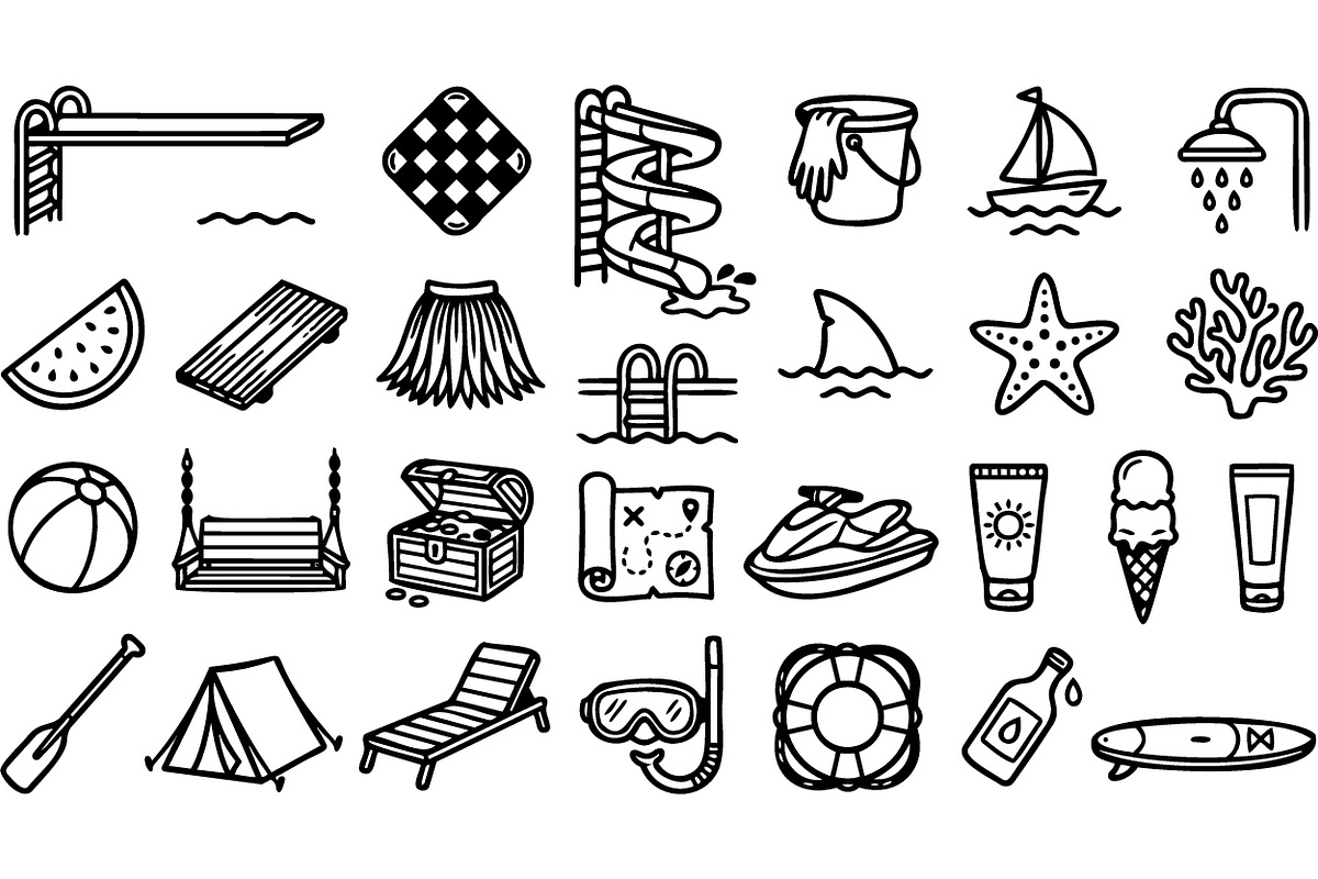 Summer Beach Fun Icon Set, an Illustration by designvectx (Photo 2 of 3)