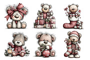 Christmas Whimsical Teddy Clipart, a Seasonal Illustration by Creative Art (Thumbnail 6 of 7)