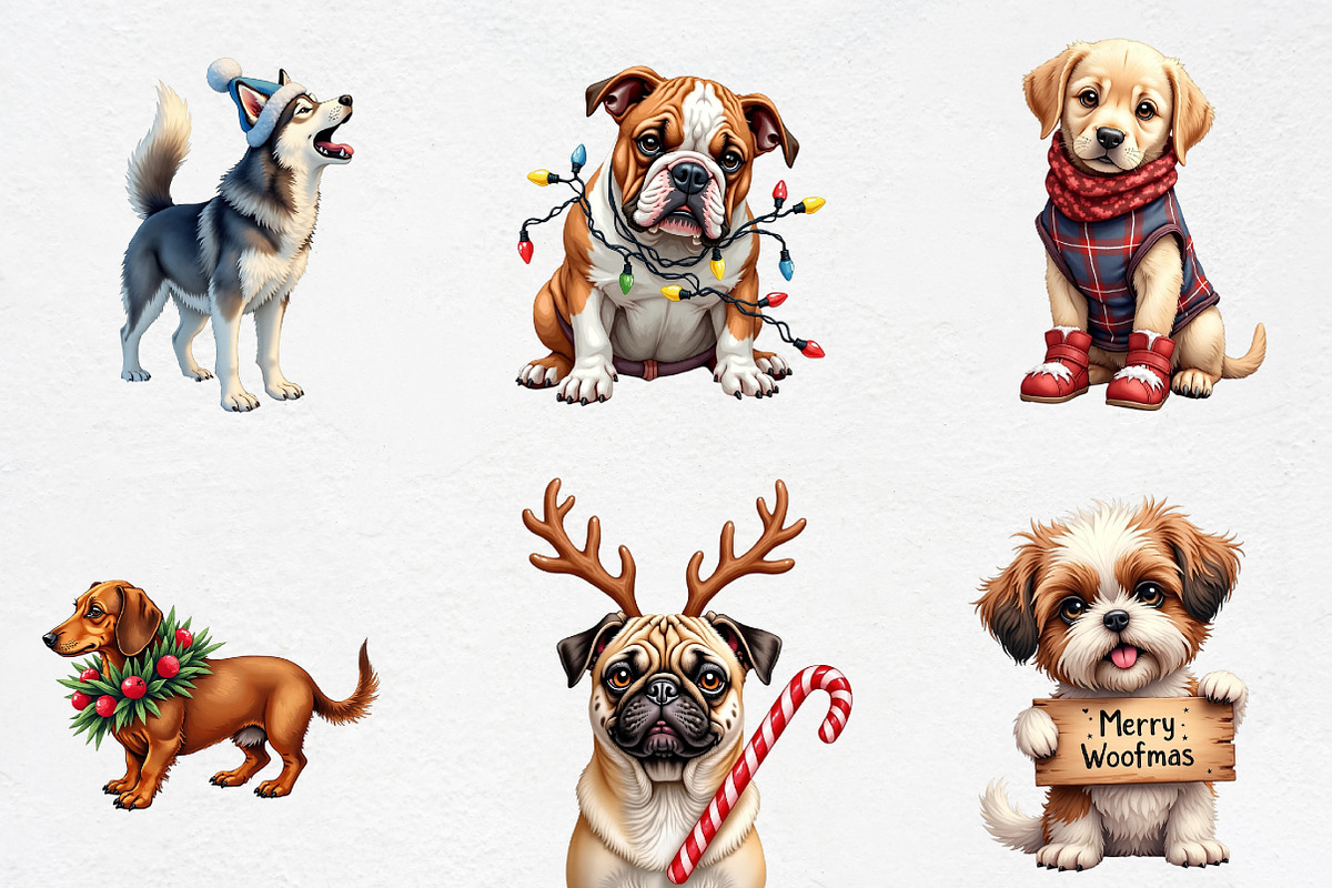 Christmas Dog Sublimation Clipart Bu, an Illustration by CrexoraLab (Photo 2 of 5)