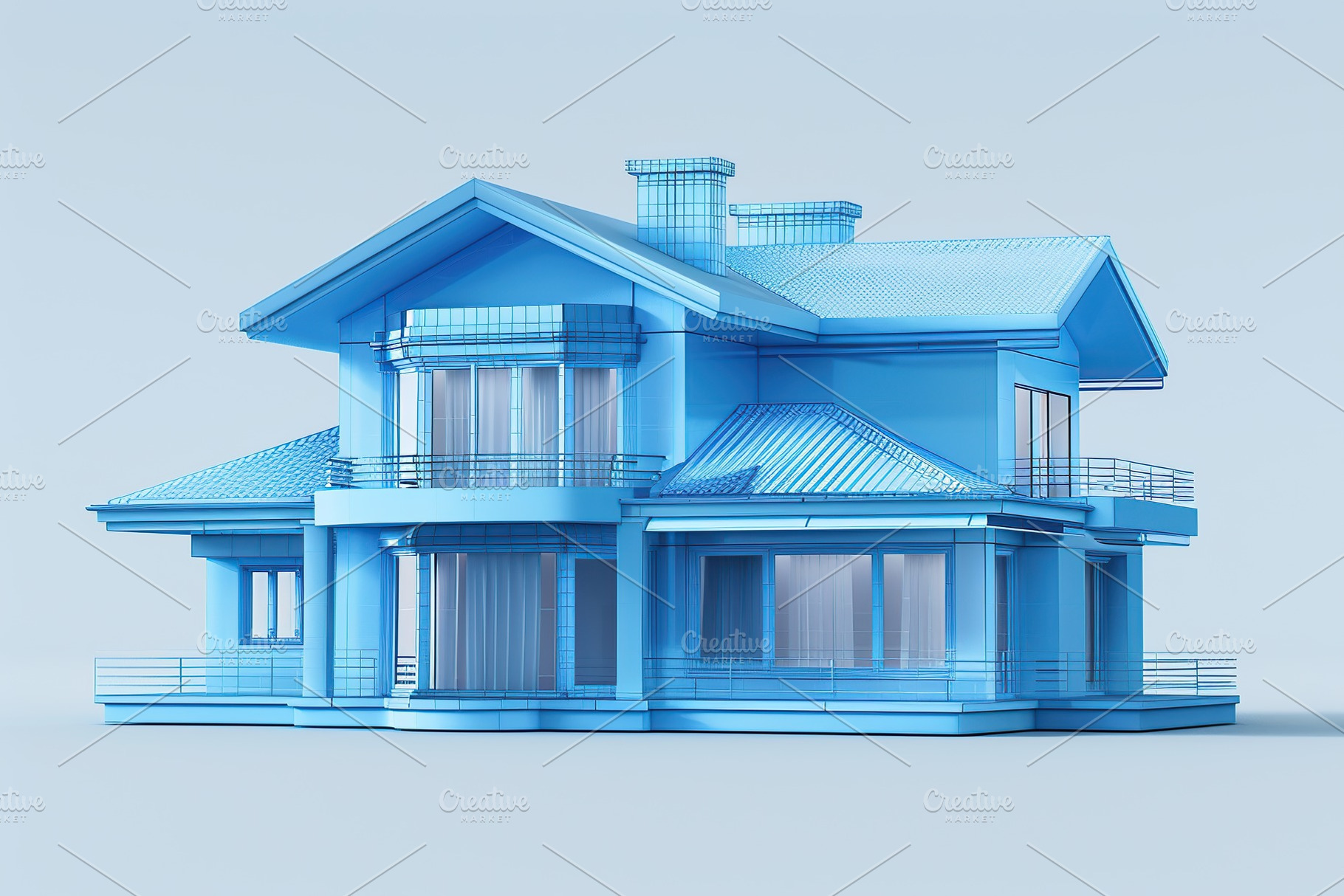 Holographic view of private house icon, real estate concept, a Photo by AlyaAnd