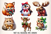 Cute Animal Christmas Clipart Bundle, an Illustration by Dream Creation (Thumbnail 2 of 7)