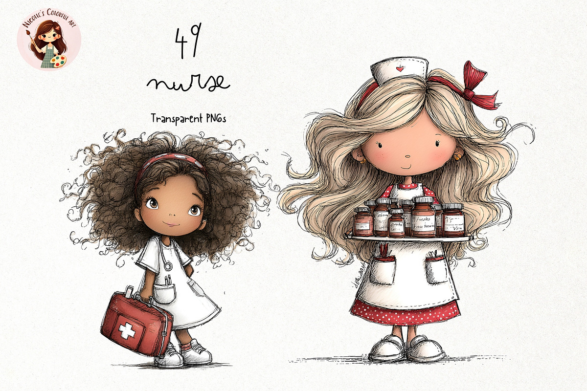 Nurse Clipart PNG Medical Girls Set, a Person Illustration by Nicolle's Colorful Art (Photo 1 of 4)