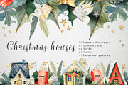 Watercolor Christmas Houses, an Illustration by annasokol_ (Thumbnail 1 of 9)